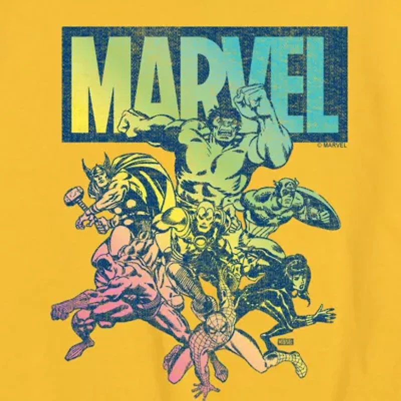 Disney Collection Little & Big Kid Boys Crew Neck Short Sleeve Regular Fit Captain America Hulk Iron Man Graphic T-Shirt