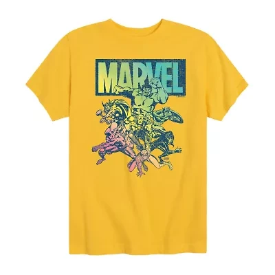 Disney Collection Little & Big Kid Boys Crew Neck Short Sleeve Regular Fit Captain America Hulk Iron Man Graphic T-Shirt