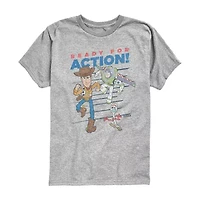 Disney Collection Little & Big Kid Boys Crew Neck Short Sleeve Regular Fit Buzz Lightyear Toy Story Woody Graphic T-Shirt