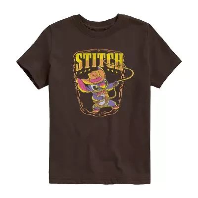 Disney Collection Little & Big Kid Boys Crew Neck Short Sleeve Regular Fit Lilo Stitch Graphic T-Shirt