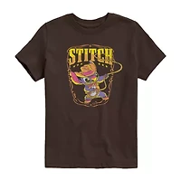 Disney Collection Little & Big Kid Boys Crew Neck Short Sleeve Regular Fit Lilo Stitch Graphic T-Shirt