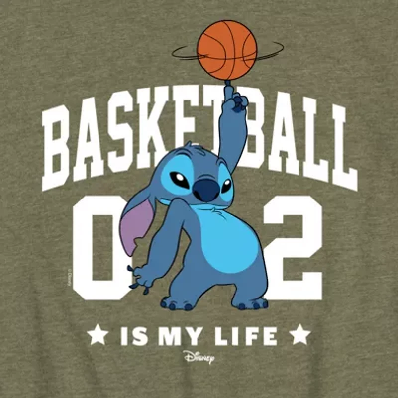 Disney Collection Toddler Boys Crew Neck Short Sleeve Regular Fit Lilo & Stitch Graphic T-Shirt