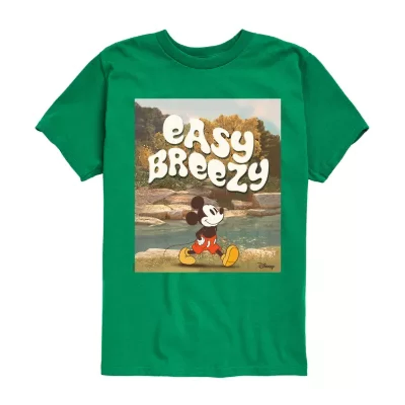 Disney Collection Little & Big Kid Boys Crew Neck Short Sleeve Regular Fit Mickey Mouse Graphic T-Shirt