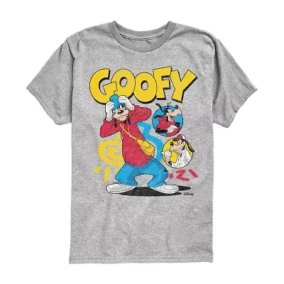Disney Collection Little & Big Kid Boys Crew Neck Short Sleeve Regular Fit Goofy Graphic T-Shirt