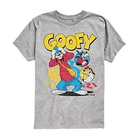 Disney Collection Little & Big Kid Boys Crew Neck Short Sleeve Regular Fit Goofy Graphic T-Shirt