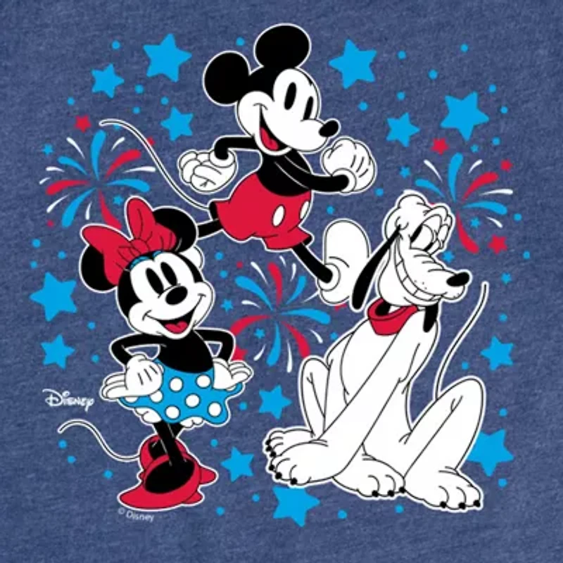 Disney Collection Toddler Girls Crew Neck Short Sleeve Regular Fit Mickey Mouse Minnie Pluto Graphic T-Shirt