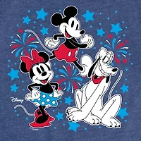 Disney Collection Toddler Girls Crew Neck Short Sleeve Regular Fit Mickey Mouse Minnie Pluto Graphic T-Shirt