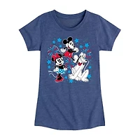 Disney Collection Toddler Girls Crew Neck Short Sleeve Regular Fit Mickey Mouse Minnie Pluto Graphic T-Shirt