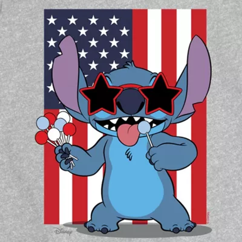 Disney Collection Toddler Girls Crew Neck Short Sleeve Regular Fit Lilo & Stitch Graphic T-Shirt