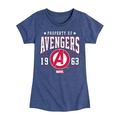 Disney Collection Little & Big Kid Girls Crew Neck Short Sleeve Regular Fit Avengers Graphic T-Shirt