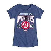 Disney Collection Little & Big Kid Girls Crew Neck Short Sleeve Regular Fit Avengers Graphic T-Shirt