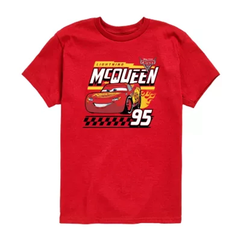 Disney Collection Toddler Boys Crew Neck Short Sleeve Regular Fit Cars Graphic T-Shirt