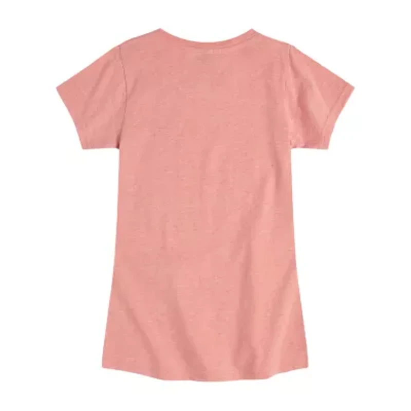 Disney Collection Toddler Girls Crew Neck Short Sleeve Regular Fit Lilo & Stitch Graphic T-Shirt