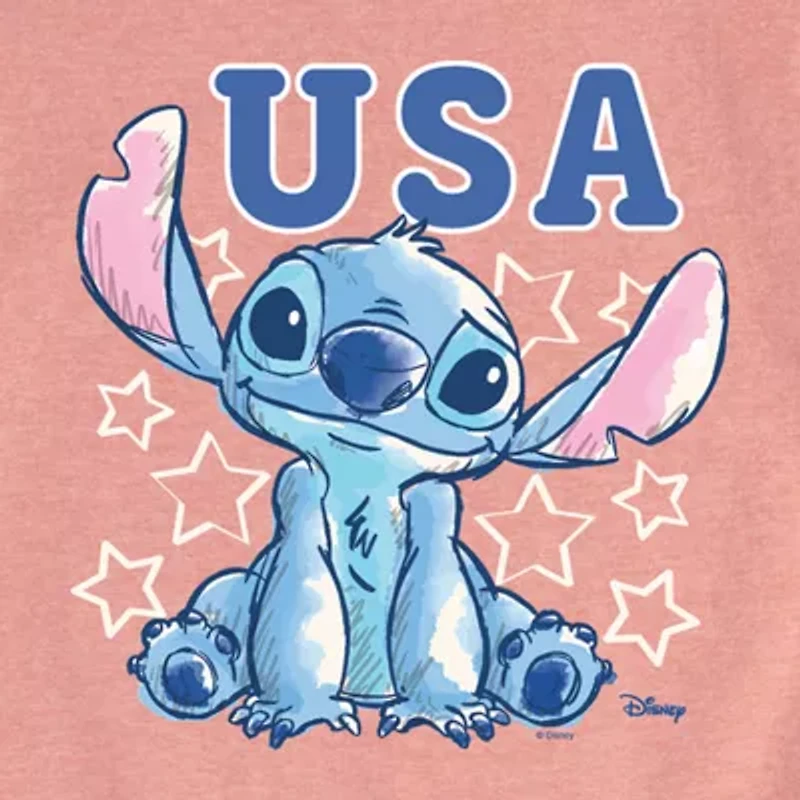 Disney Collection Toddler Girls Crew Neck Short Sleeve Regular Fit Lilo & Stitch Graphic T-Shirt