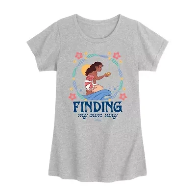 Disney Collection Little & Big Kid Girls Crew Neck Short Sleeve Regular Fit Moana Graphic T-Shirt
