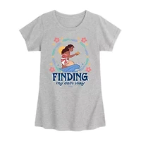 Disney Collection Little & Big Kid Girls Crew Neck Short Sleeve Regular Fit Moana Graphic T-Shirt