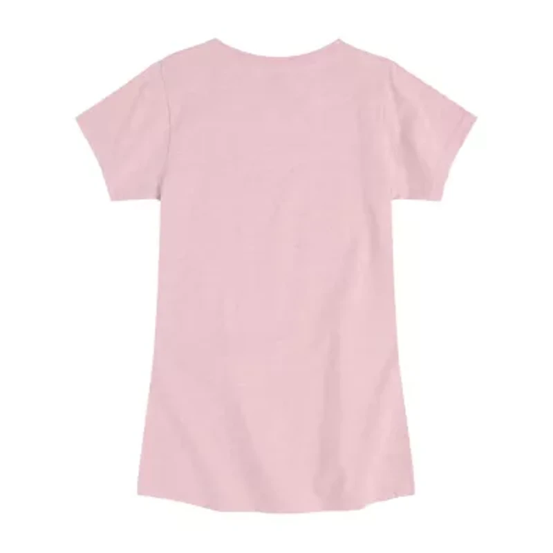 Disney Collection Little & Big Kid Girls Crew Neck Short Sleeve Regular Fit Alice Wonderland Graphic T-Shirt