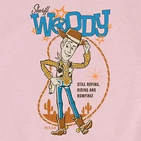 Disney Collection Little & Big Kid Girls Crew Neck Short Sleeve Regular Fit Toy Story Woody Graphic T-Shirt