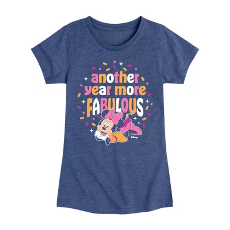 Disney Collection Toddler Girls Crew Neck Short Sleeve Regular Fit Minnie Mouse Graphic T-Shirt