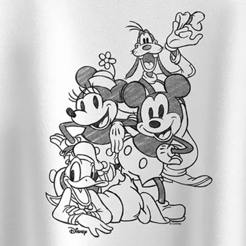 Disney Collection Little & Big Kid Girls Crew Neck Short Sleeve Regular Fit Donald Duck Goofy Mickey Mouse Graphic T-Shirt