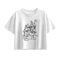 Disney Collection Little & Big Kid Girls Crew Neck Short Sleeve Regular Fit Donald Duck Goofy Mickey Mouse Graphic T-Shirt