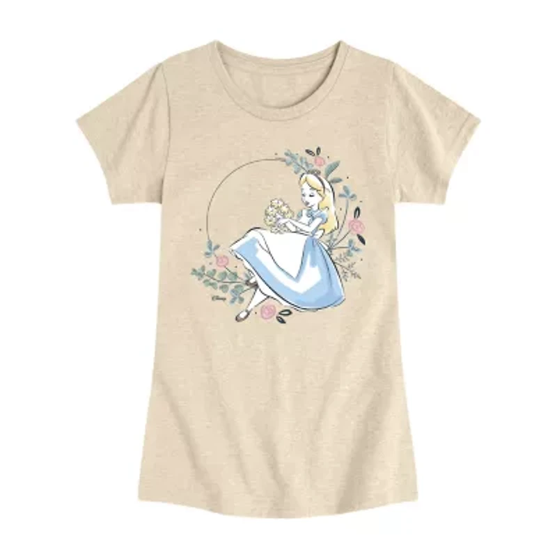 Disney Collection Little & Big Kid Girls Crew Neck Short Sleeve Regular Fit Graphic T-Shirt