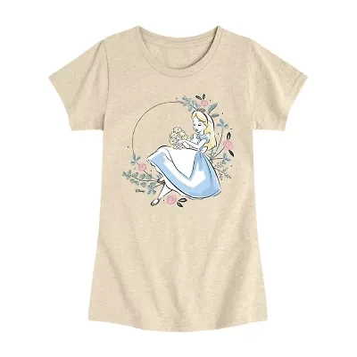 Disney Collection Little & Big Kid Girls Crew Neck Short Sleeve Regular Fit Graphic T-Shirt