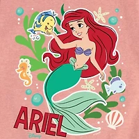 Disney Collection Toddler Girls Crew Neck Short Sleeve Regular Fit Ariel Princess Graphic T-Shirt