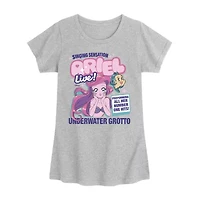 Disney Collection Little & Big Kid Girls Crew Neck Short Sleeve Regular Fit Ariel Princess Graphic T-Shirt