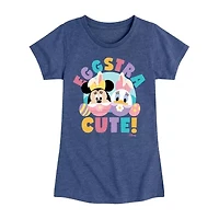 Disney Collection Little & Big Kid Girls Crew Neck Short Sleeve Regular Fit Daisy Duck Minnie Mouse Graphic T-Shirt