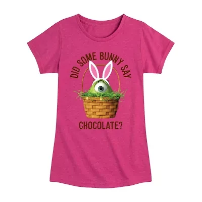 Disney Collection Little & Big Kid Girls Crew Neck Short Sleeve Regular Fit Monsters University Graphic T-Shirt