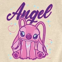 Disney Collection Little & Big Kid Girls Crew Neck Short Sleeve Regular Fit Lilo Stitch Graphic T-Shirt