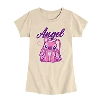 Disney Collection Little & Big Kid Girls Crew Neck Short Sleeve Regular Fit Lilo Stitch Graphic T-Shirt