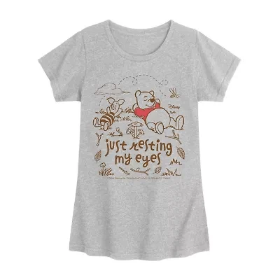 Disney Collection Toddler Girls Crew Neck Short Sleeve Regular Fit Winnie The Pooh Graphic T-Shirt