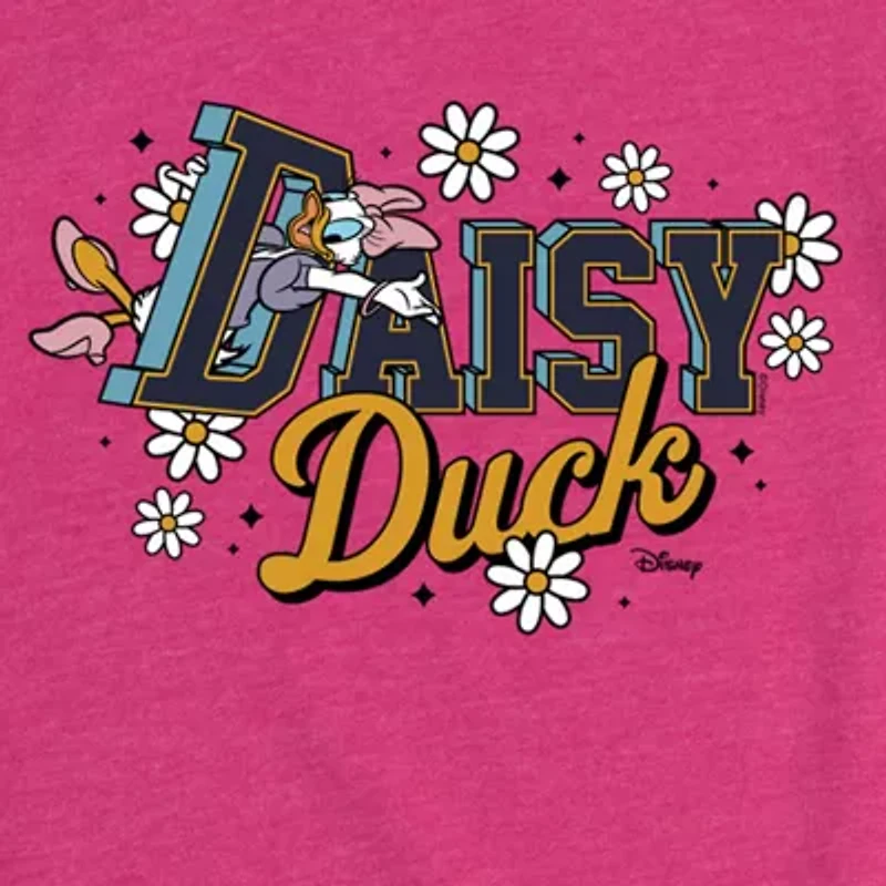 Disney Collection Toddler Girls Crew Neck Short Sleeve Regular Fit Daisy Duck Graphic T-Shirt
