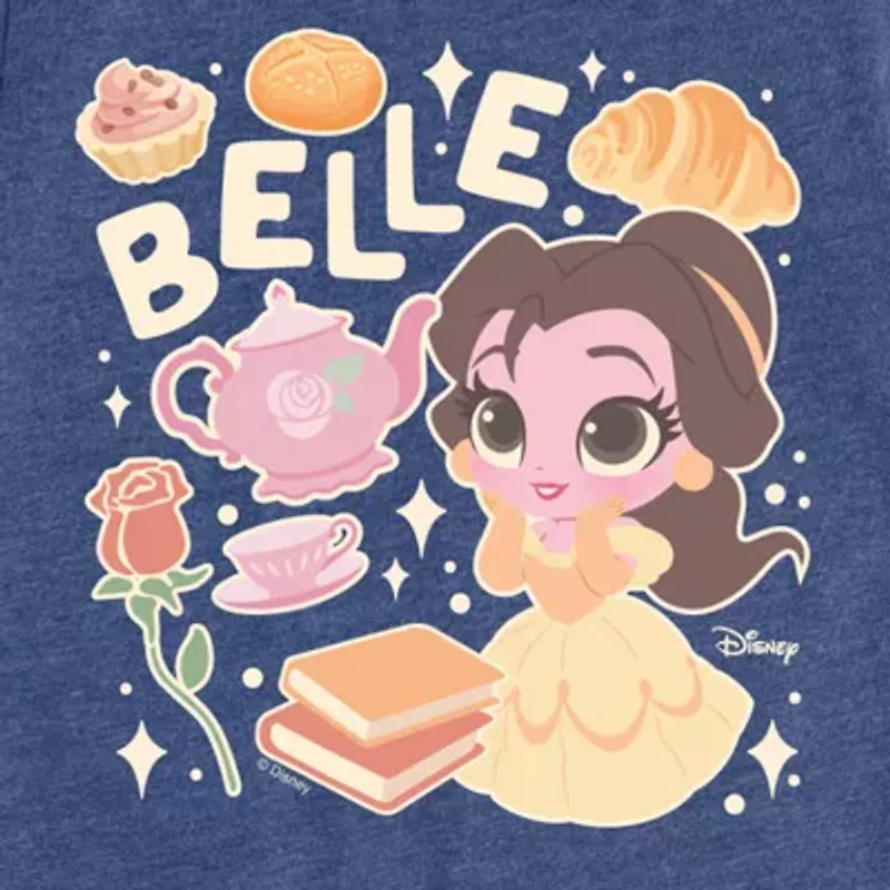 Disney Collection Toddler Girls Crew Neck Short Sleeve Regular Fit Beauty and the Beast Belle Graphic T-Shirt