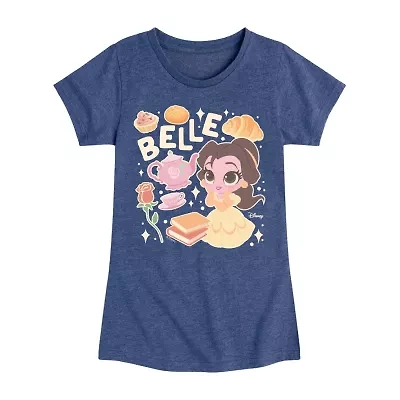 Disney Collection Toddler Girls Crew Neck Short Sleeve Regular Fit Beauty and the Beast Belle Graphic T-Shirt