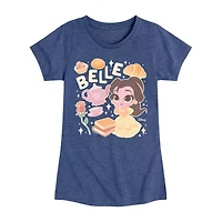 Disney Collection Toddler Girls Crew Neck Short Sleeve Regular Fit Beauty and the Beast Belle Graphic T-Shirt