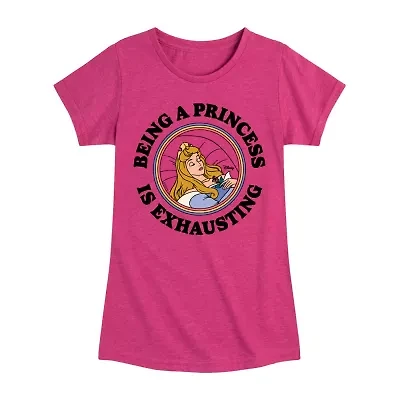 Disney Collection Toddler Girls Crew Neck Short Sleeve Regular Fit Cinderella Princess Graphic T-Shirt