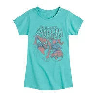 Disney Collection Little & Big Kid Girls Crew Neck Short Sleeve Regular Fit Spiderman Graphic T-Shirt
