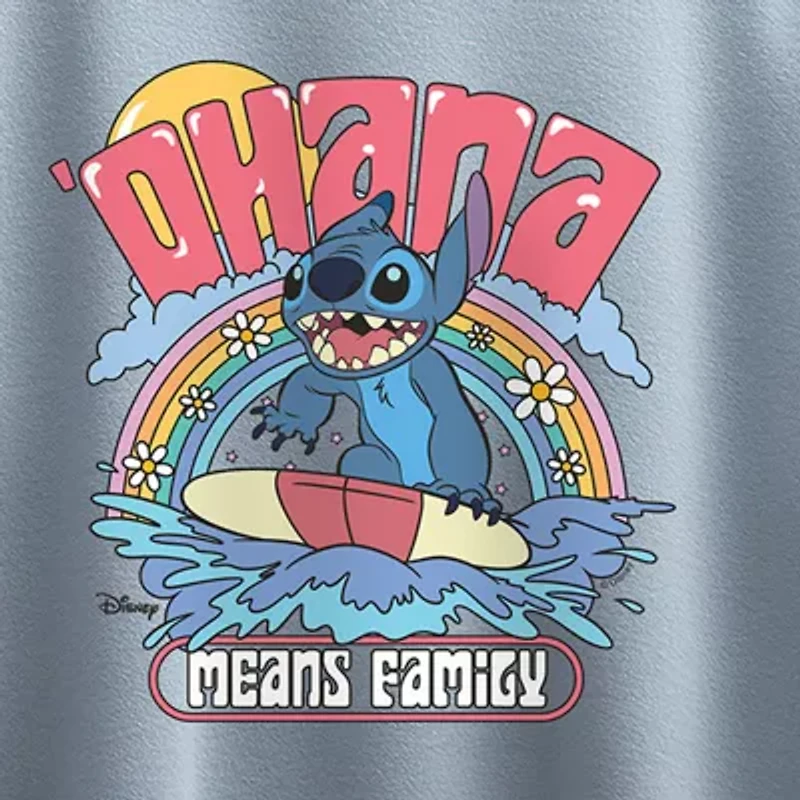 Disney Collection Little & Big Kid Girls Crew Neck Short Sleeve Regular Fit Lilo Stitch Graphic T-Shirt