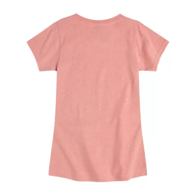 Disney Collection Little & Big Kid Girls Crew Neck Short Sleeve Regular Fit Lilo Stitch Graphic T-Shirt