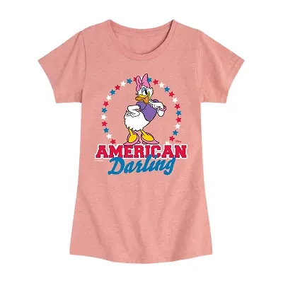 Disney Collection Toddler Girls Crew Neck Short Sleeve Regular Fit Daisy Duck Graphic T-Shirt