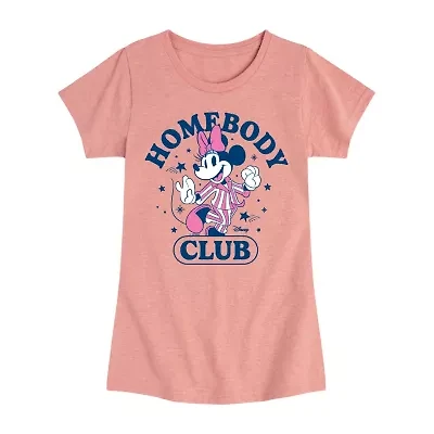 Disney Collection Little & Big Kid Girls Crew Neck Short Sleeve Regular Fit Minnie Mouse Graphic T-Shirt