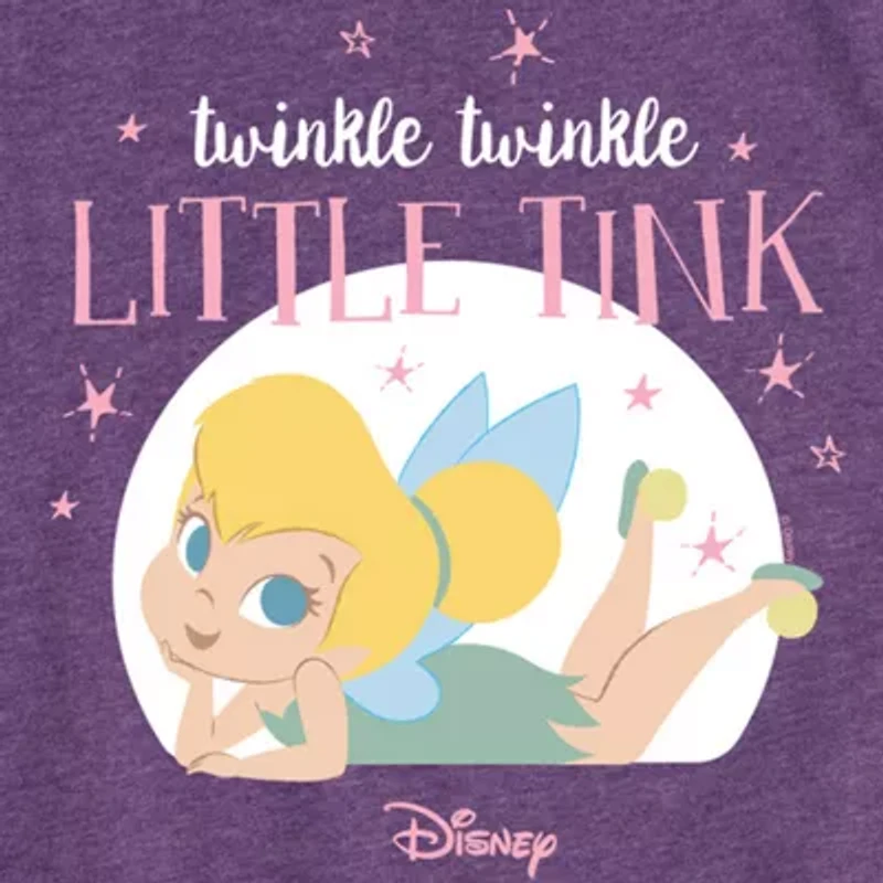Disney Collection Toddler Girls Crew Neck Short Sleeve Regular Fit Fairies Tinker Bell Graphic T-Shirt