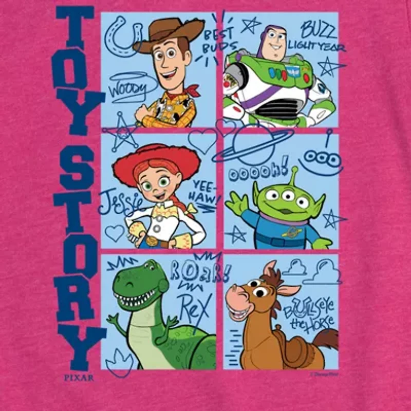 Disney Collection Toddler Girls Crew Neck Short Sleeve Regular Fit Buzz Lightyear Jessie Toy Story Graphic T-Shirt