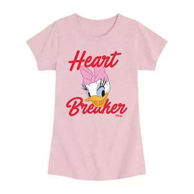 Disney Collection Little & Big Kid Girls Crew Neck Short Sleeve Regular Fit Daisy Duck Graphic T-Shirt