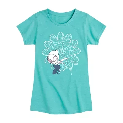 Disney Collection Toddler Girls Crew Neck Short Sleeve Regular Fit Spiderman Graphic T-Shirt