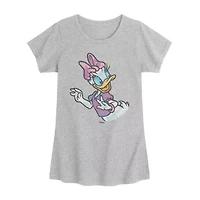 Disney Collection Little & Big Kid Girls Crew Neck Short Sleeve Regular Fit Daisy Duck Graphic T-Shirt