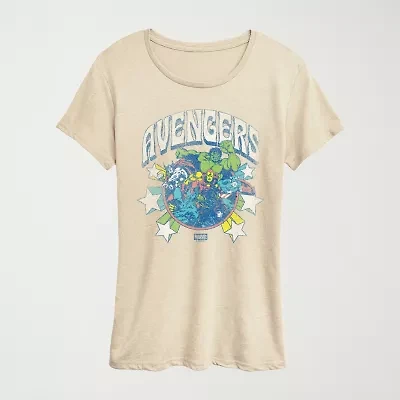 Womens Crew Neck Short Sleeve Classic Fit Avengers Graphic T-Shirt